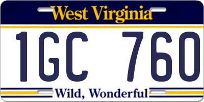 WV license plate 1GC760
