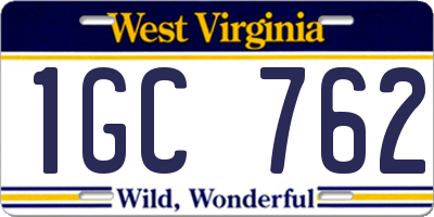 WV license plate 1GC762