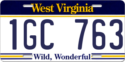 WV license plate 1GC763