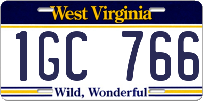WV license plate 1GC766