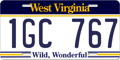 WV license plate 1GC767