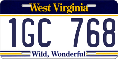 WV license plate 1GC768