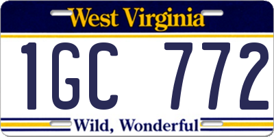 WV license plate 1GC772