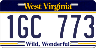 WV license plate 1GC773