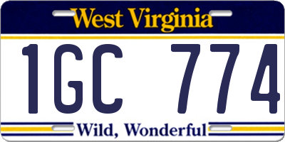 WV license plate 1GC774