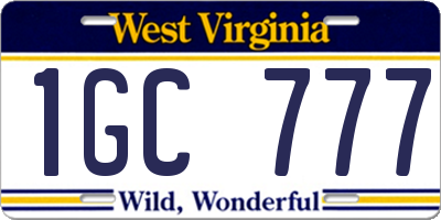 WV license plate 1GC777