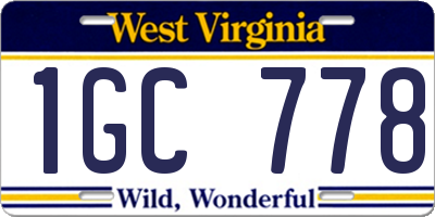 WV license plate 1GC778