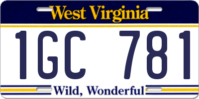 WV license plate 1GC781