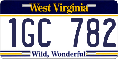 WV license plate 1GC782