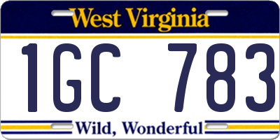 WV license plate 1GC783