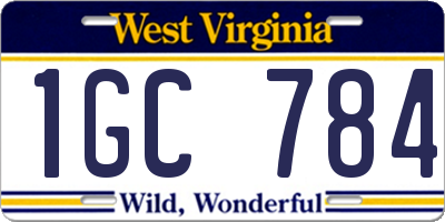 WV license plate 1GC784