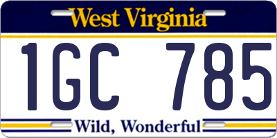 WV license plate 1GC785