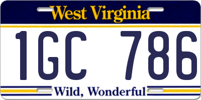 WV license plate 1GC786