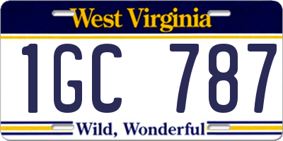 WV license plate 1GC787