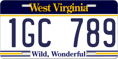 WV license plate 1GC789
