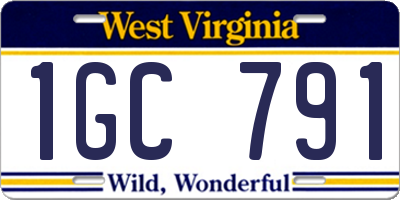 WV license plate 1GC791