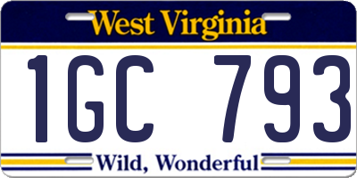 WV license plate 1GC793