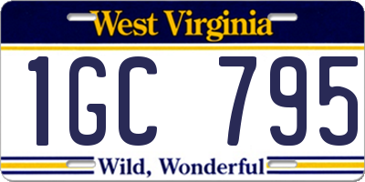 WV license plate 1GC795