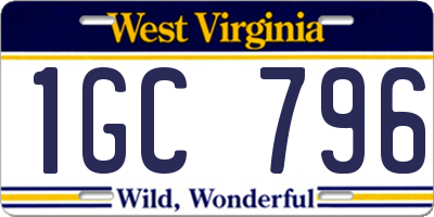 WV license plate 1GC796