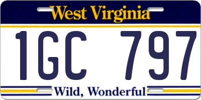 WV license plate 1GC797