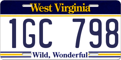 WV license plate 1GC798