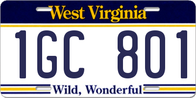 WV license plate 1GC801