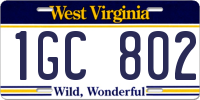 WV license plate 1GC802