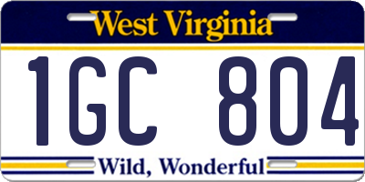 WV license plate 1GC804