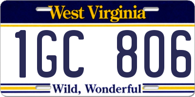 WV license plate 1GC806