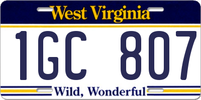 WV license plate 1GC807