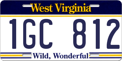 WV license plate 1GC812