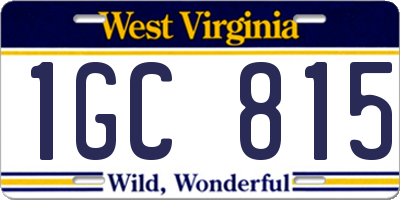 WV license plate 1GC815
