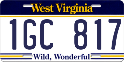 WV license plate 1GC817