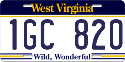 WV license plate 1GC820
