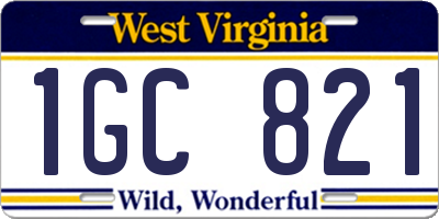 WV license plate 1GC821