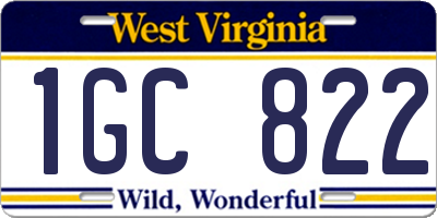 WV license plate 1GC822
