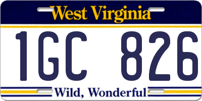 WV license plate 1GC826