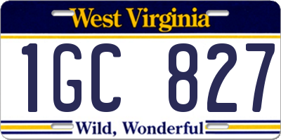 WV license plate 1GC827