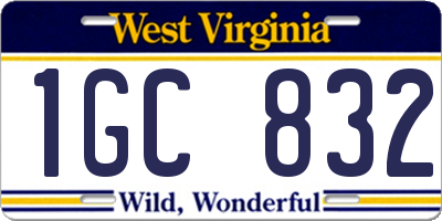 WV license plate 1GC832