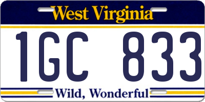 WV license plate 1GC833