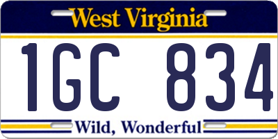 WV license plate 1GC834