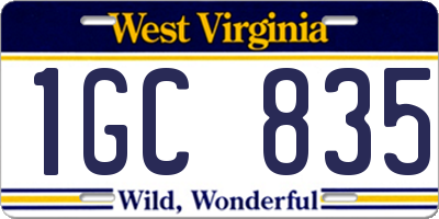 WV license plate 1GC835
