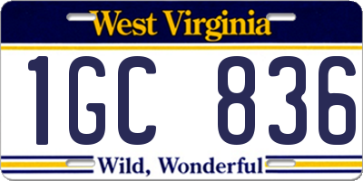 WV license plate 1GC836