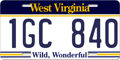 WV license plate 1GC840
