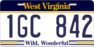 WV license plate 1GC842