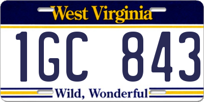 WV license plate 1GC843