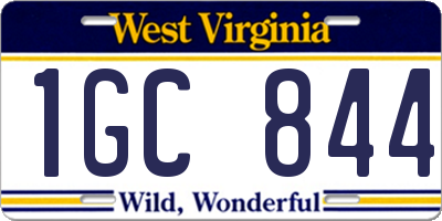 WV license plate 1GC844