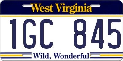 WV license plate 1GC845