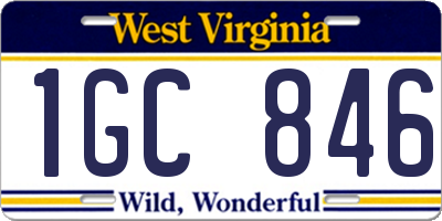 WV license plate 1GC846