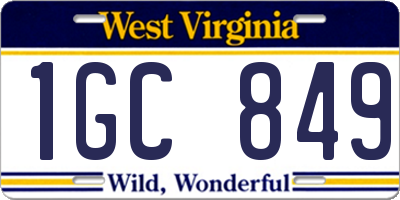 WV license plate 1GC849